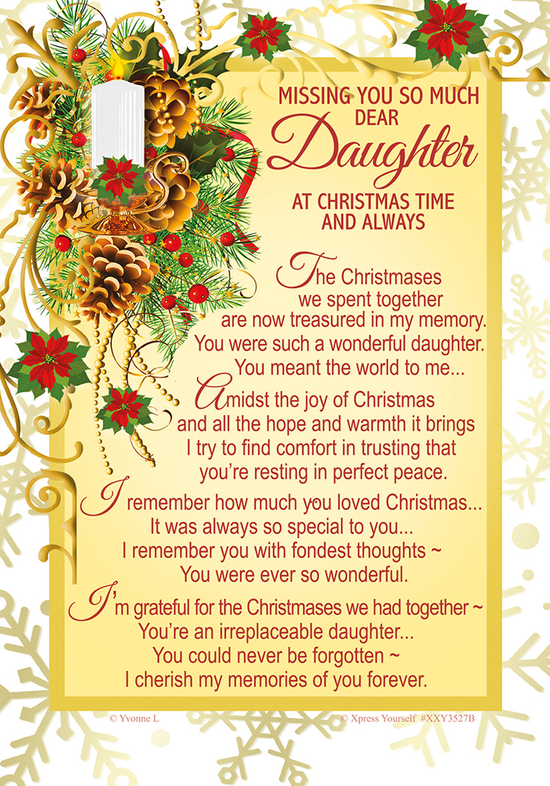 Xpress Yourself 6 Pack Memorial Cards Daughter