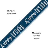 Unique Banner Blue Glitz Birthday 9ft