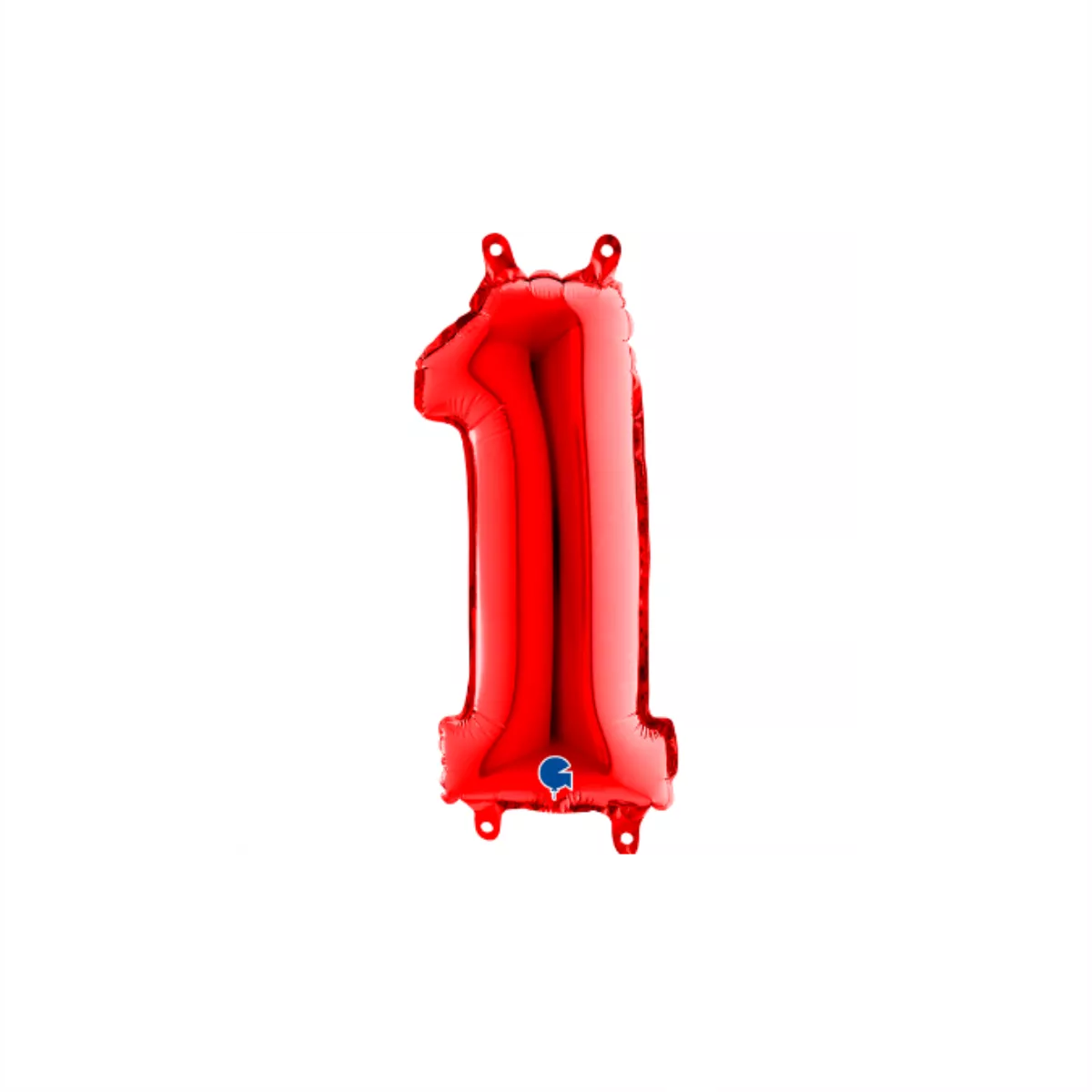 Red 14-inch Grabo foil balloon shaped as the number 1, shiny metallic finish, perfect for celebrations and parties.