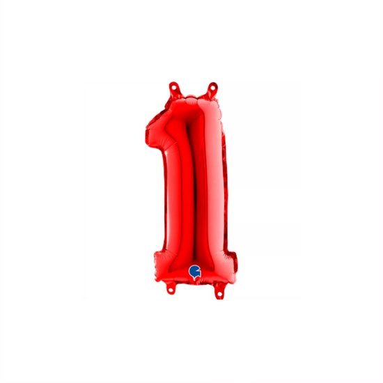 Grabo Foil Balloon Red 14" Number 1