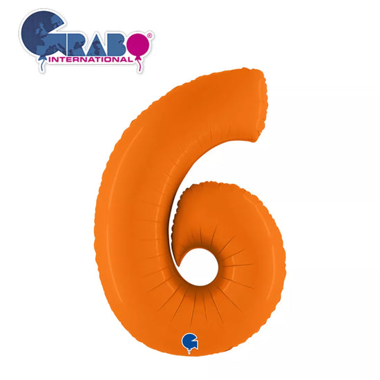 Grabo Foil Balloon Matte Orange 40" Number 6