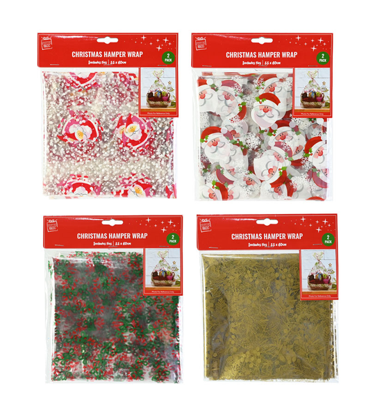 Christmas Hamper Wrap 55x60cm 4x2pk