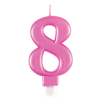 Unique Party Candle Number 8 Metallic Pink