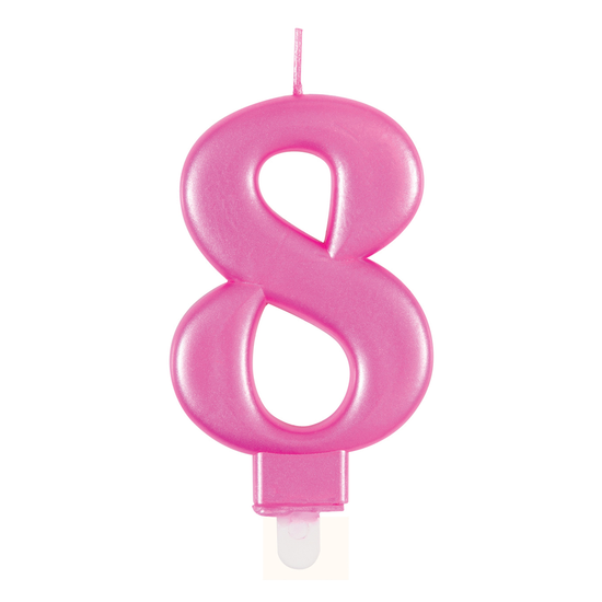 Unique Party Candle Number 8 Metallic Pink