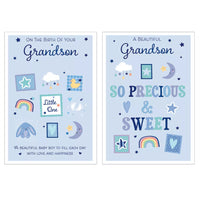 Set of 12 Poppyhill C50 New Born To Grandparents greeting cards with colorful designs, perfect for celebrating new arrival milestones.