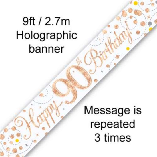 Oaktree Banner Sparkling Fizz Age 90 Rose Gold 9ft