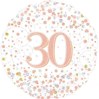 Oaktree 30th Birthday Sparkling Fizz white 18-inch foil balloon with metallic finish for celebration decoration
