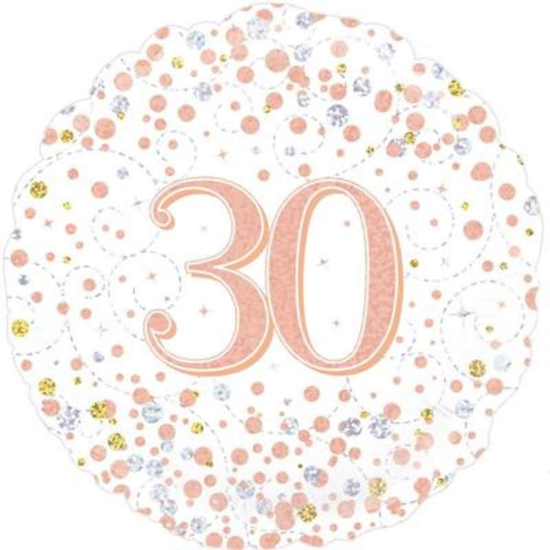 Oaktree Sparkling Fizz Age 30 Rose Gold 18" Foil