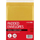 10pk Padded Envelopes Size C 150x215mm Manilla