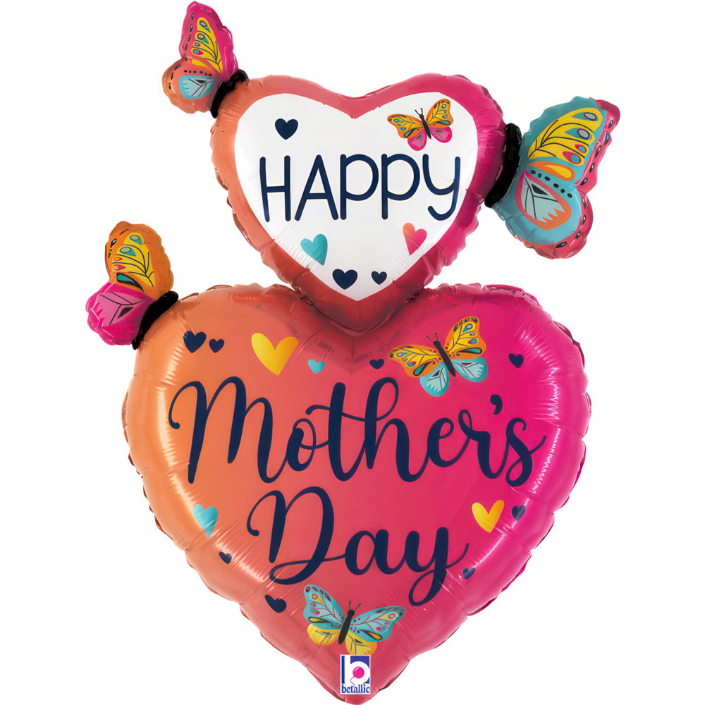Mother's Day Buttefly Hearts 31" Foil Balloon