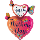 Mother's Day Buttefly Hearts 31" Foil Balloon