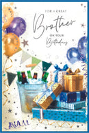 Set of six Simon Elvin C75 birthday cards for brother, featuring colorful, festive designs suitable for celebrating a brother's birthday.