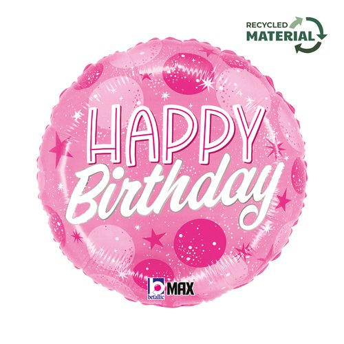 Grabo Foil Balloon Pink Sprakle Dots Birthday 18