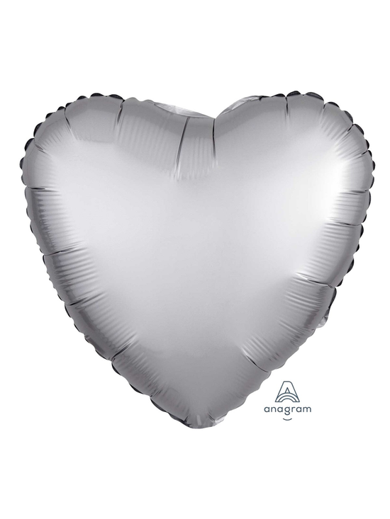 Anagram Satin Luxe Platinum Silver 18" Heart Foil