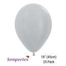 Sempertex Satin Silver 18" Latex Balloons 25pk