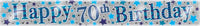 Decorative 70th birthday banner from Giftzone, 12-pack, featuring colorful birthday design and large "70" numerals for celebration.
