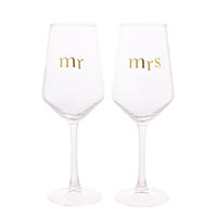 Widdop Set of 2 Wine Glasses Confetti Mr & Mrs