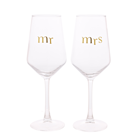 Widdop Set of 2 Wine Glasses Confetti Mr & Mrs