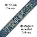 Oaktree Banner Age 40 Gold & Navy 9ft