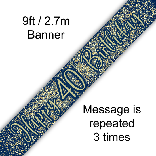 Oaktree Banner Age 40 Gold & Navy 9ft