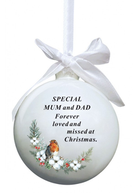David Fischoff Memorial Glass Bauble Mum & Dad 8cm