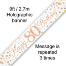 Oaktree Banner Sparkling Fizz Age 80 Rose Gold 9ft