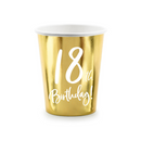 Metallic Gold 18th Birthday Paper Cups 220ml