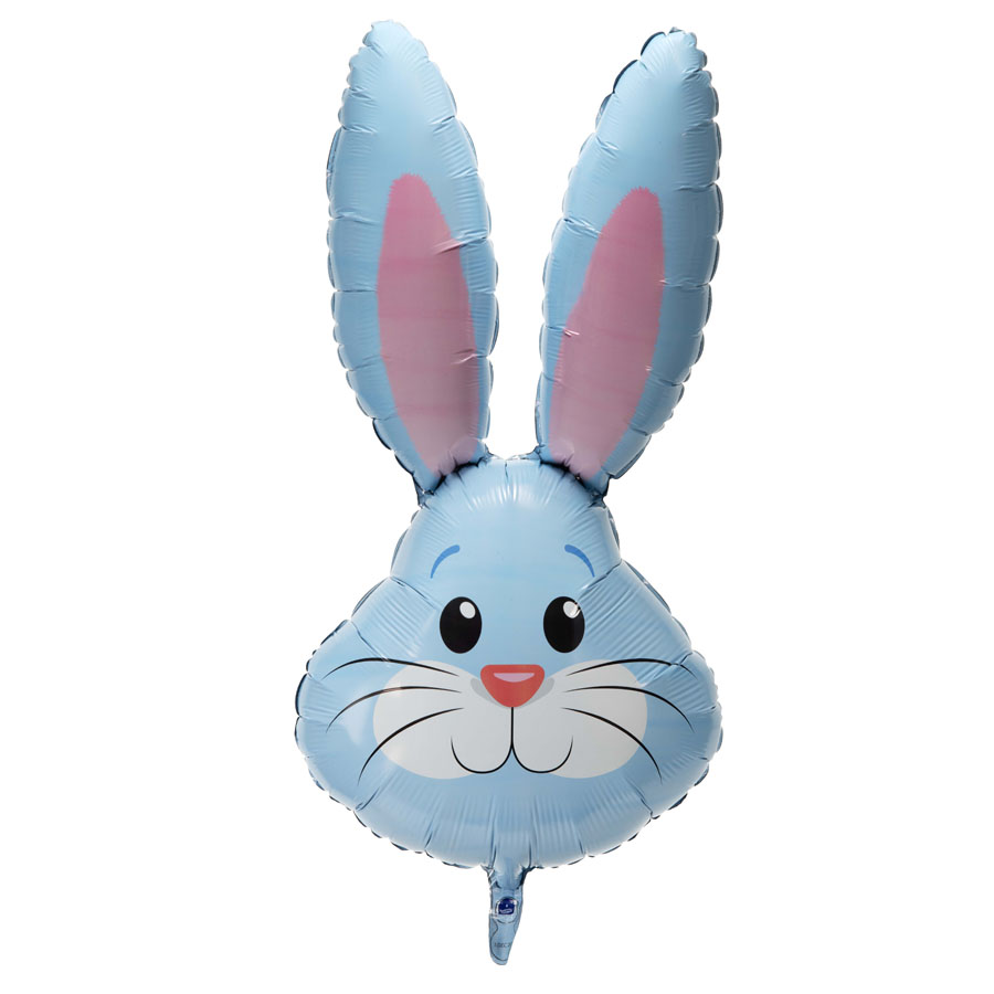 Oaktree Foil Balloon Rabbit Head Metallic Blue 35
