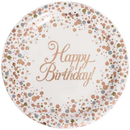 Oaktree Sparkling Fizz Rose Gold 9" Plates 8pk