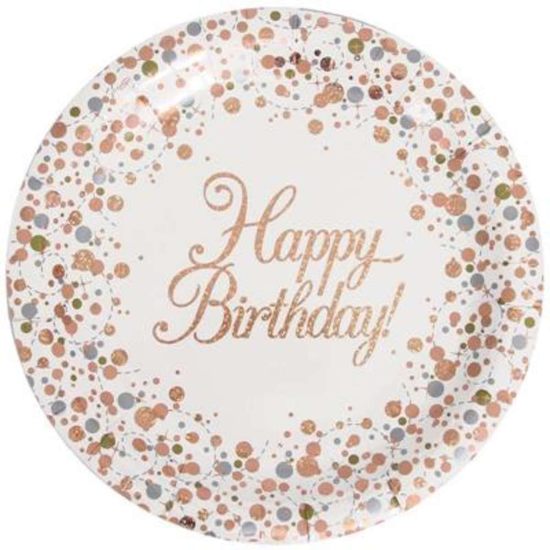 Oaktree Sparkling Fizz Rose Gold 9" Plates 8pk