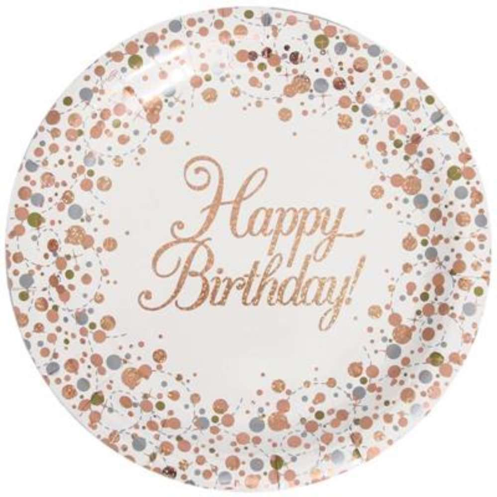 Oaktree Sparkling Fizz Rose Gold 9" Plates 8pk