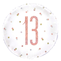Unique Foil Balloon Rose Gold Glitz Age 13 18"