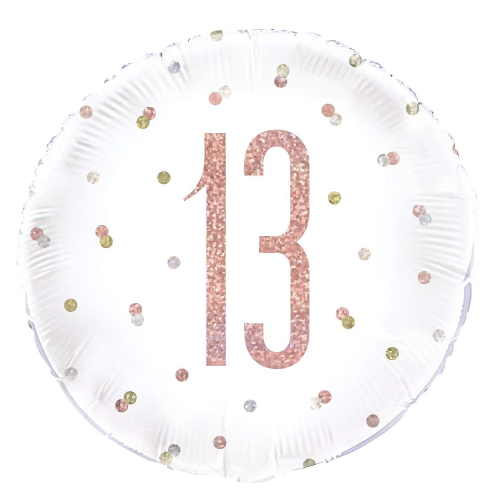 Unique Foil Balloon Rose Gold Glitz Age 13 18"