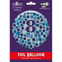 Age 8 Blue Dots 18" Foil Balloon