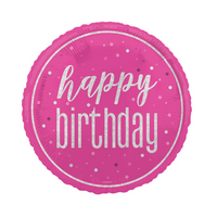 Unique Foil Balloon Pink Glitz Birthday 18"