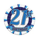 Six small Tiger Feet birthday badges displaying the number 21 for age celebration.