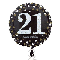 Anagram 21st Black & Gold 18" Foil Balloon