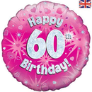18" 60th Birthday Pink Holographic Foil Balloon