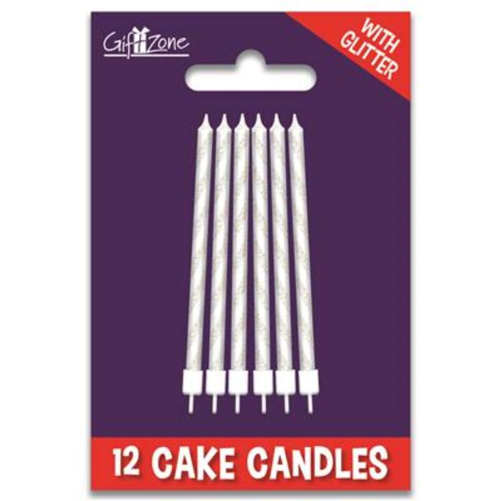 Giftzone Party Candle White Glitter