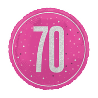 Unique Foil Balloon Pink Glitz Age 70 18"