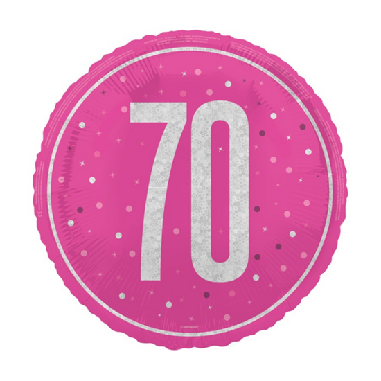 Unique Foil Balloon Pink Glitz Age 70 18"