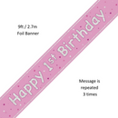Unique Banner Pink Glitz Age 1 9ft