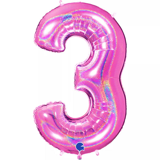 Grabo Foil Holo Glitter Fuchsia 40" Number 3