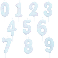Candle Glitter White Number 3