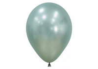 Sempertex Silk Cool Mint 12-inch latex balloons for decorating, shown in a pack of 12, ideal for party decor and celebrations.