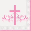 Unique 16 Pack Napkins Pink Holy Cross