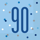 Blue Glitz 90th Birthday Lunch Napkins 16pk