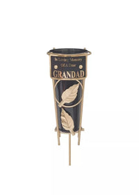 David Fischoff Grave Vase for Grandad, 36cm keepsake urn with engraved design, made of durable material for memorial purposes.