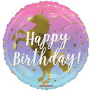 APAC Foil Balloon Happy Birthday Gold Unicorn 18