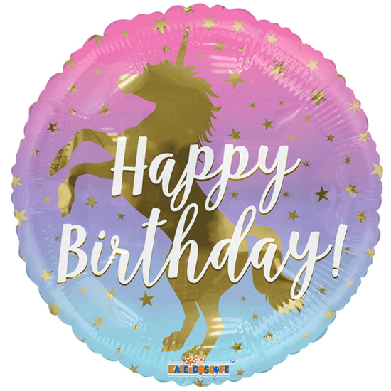 APAC Foil Balloon Happy Birthday Gold Unicorn 18